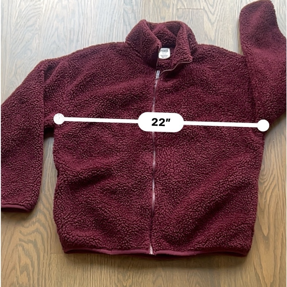 VS PINK Full Zip Fleece Sherpa Jacket coat Burgundy sz M medium y2k K - Picture 4 of 6